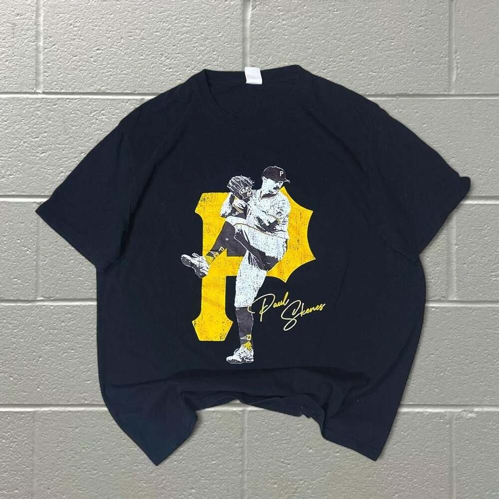 MLB Paul Skenes Pittsburgh Pirates T-Shirt 3XL Black Cotton